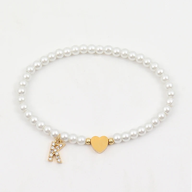 Pearl Zircon Letter Bracelet