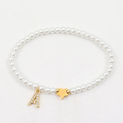 Pearl Zircon Letter Bracelet