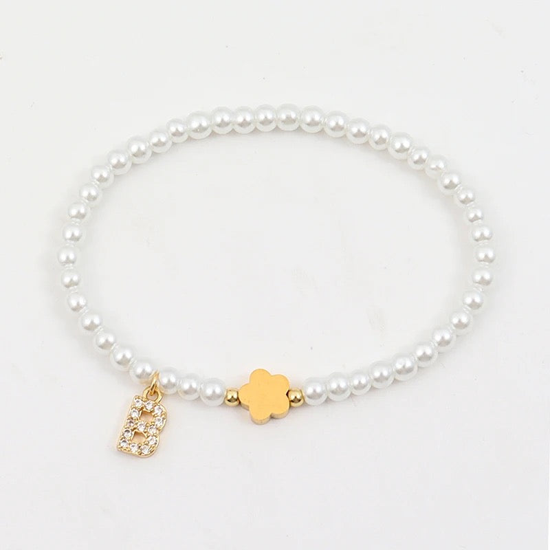 Pearl Zircon Letter Bracelet