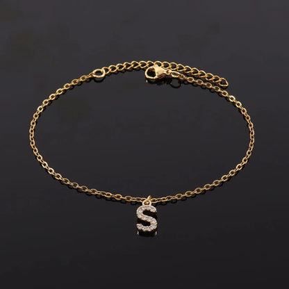 Classic Letter Zircon Chain Bracelet