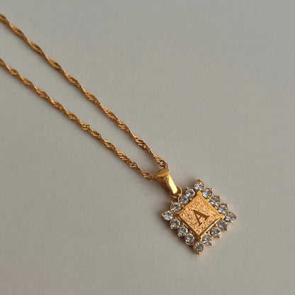 Zircon Inlaid Inital Necklace