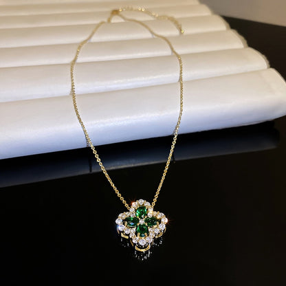 Green Clover Pendant Necklace