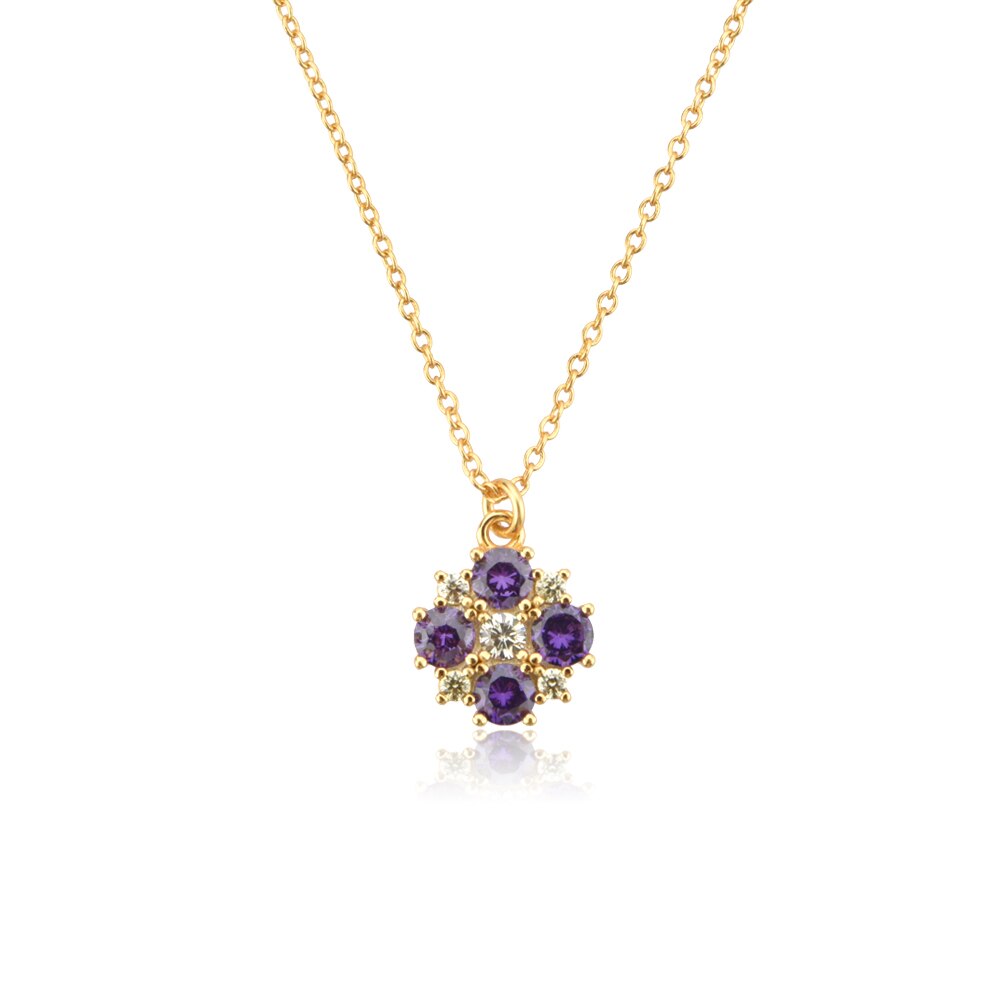 Purple Flower Zircon Necklace