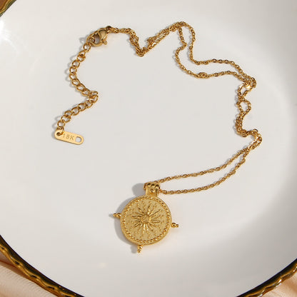 Compass Sun Pendant Necklace