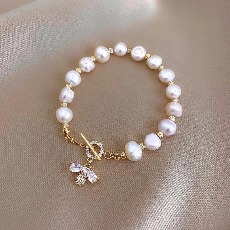 Pearl Zircon Bee Bracelet