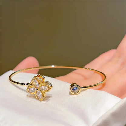 Rotatable Zircon Flower Bracelet