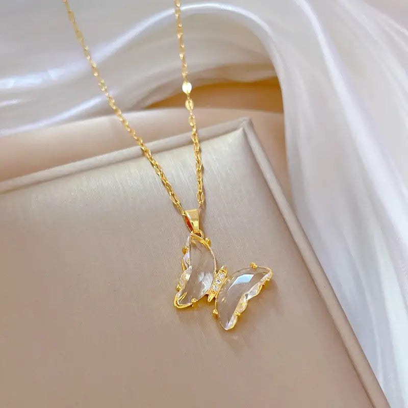 Butterfly Crystal Pendant Necklace