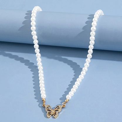 Pearl Butterfly Pendant Choker