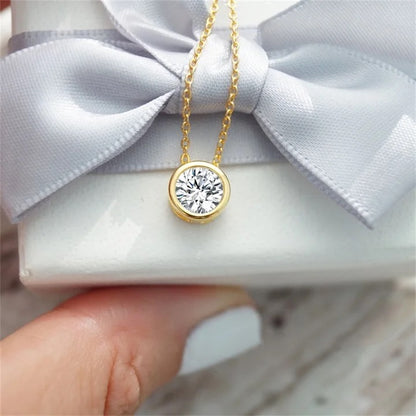 Circle Zirconia Pendant Necklace