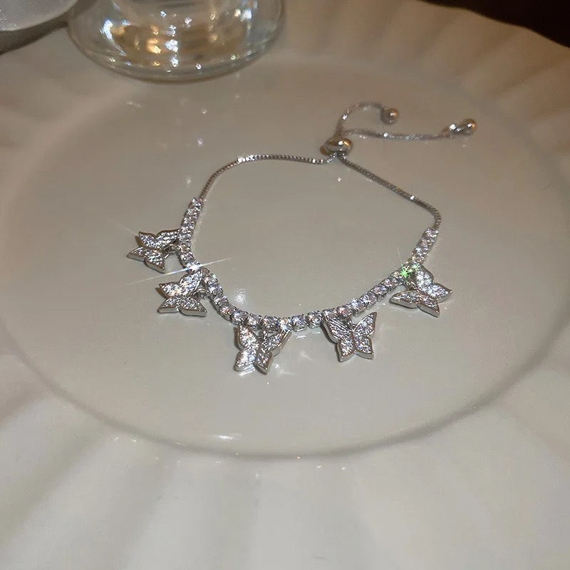 Silver Butterfly Zircon Bracelet