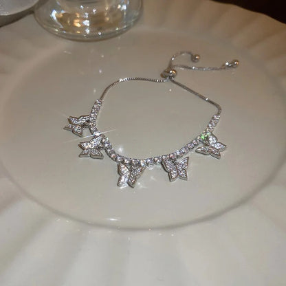 Silver Butterfly Zircon Bracelet