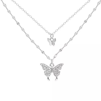 Butterfly Zircon Layer Necklace