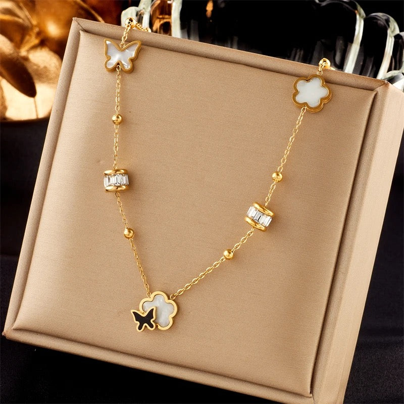 Butterfly Flower Zircon Necklace