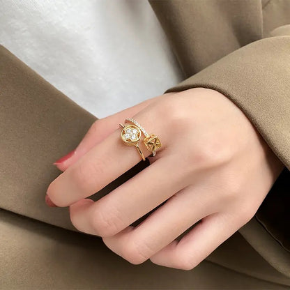 Double Layer Flower Open Ring