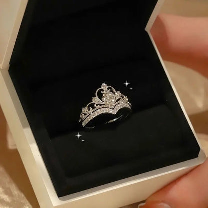 Silver Zircon Crown Heart