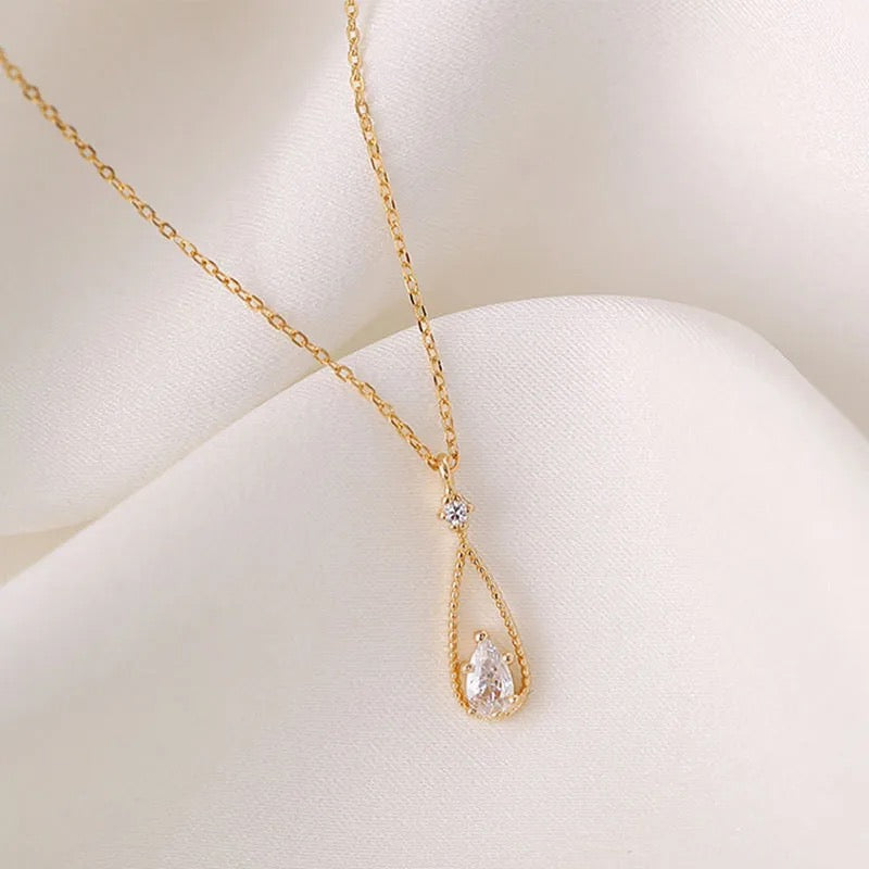 Water Drop Zircon Pendant Necklace