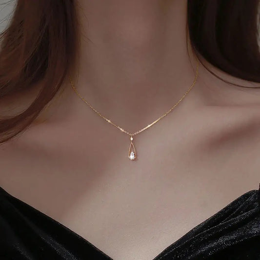 Water Drop Zircon Pendant Necklace