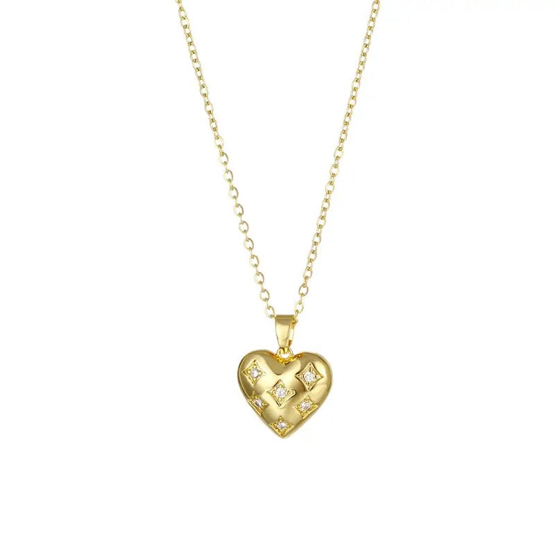 Embedded Zircon Heart Necklace