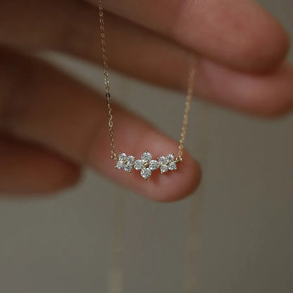 Three Flower Zircon Necklace