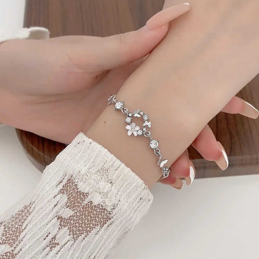 Circle Zircon Butterfly Flower Bracelet