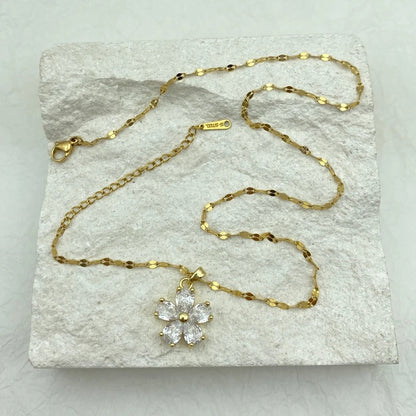 Crystal Zircon Flower Necklace