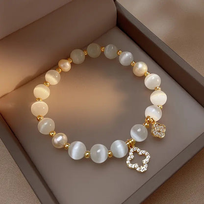 White Pearl Clover Bracelet