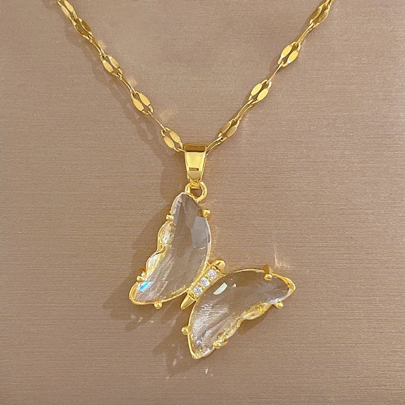 Butterfly Crystal Pendant Necklace