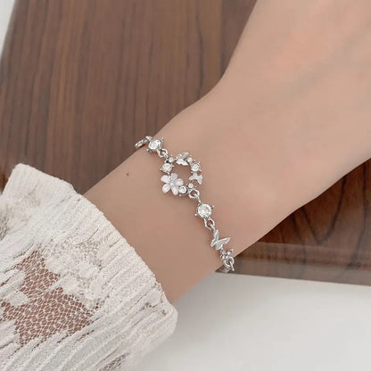 Circle Zircon Butterfly Flower Bracelet