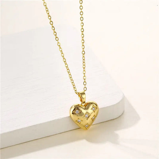 Embedded Zircon Heart Necklace