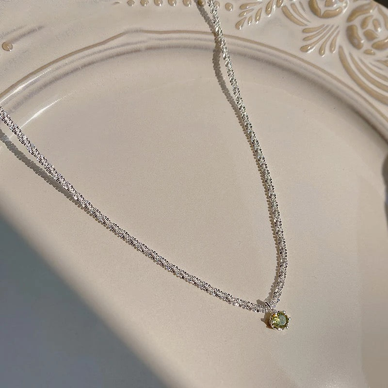 Green Zircon Pendant Necklace