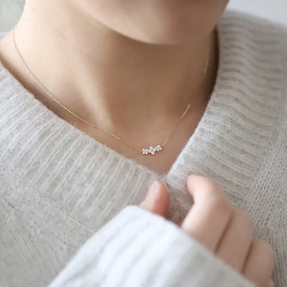 Three Flower Zircon Necklace