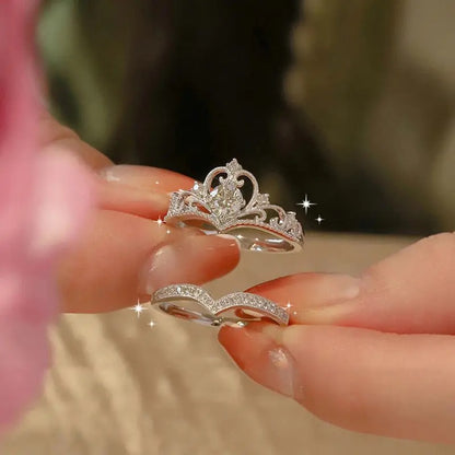 Silver Zircon Crown Heart