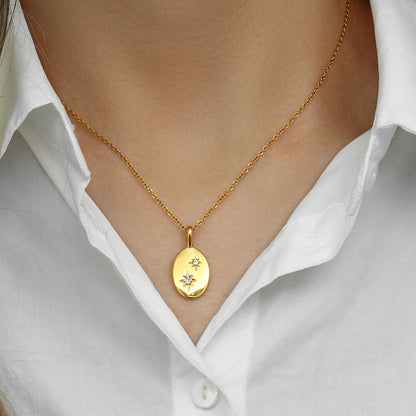 Oval Zircon Pendant Necklace