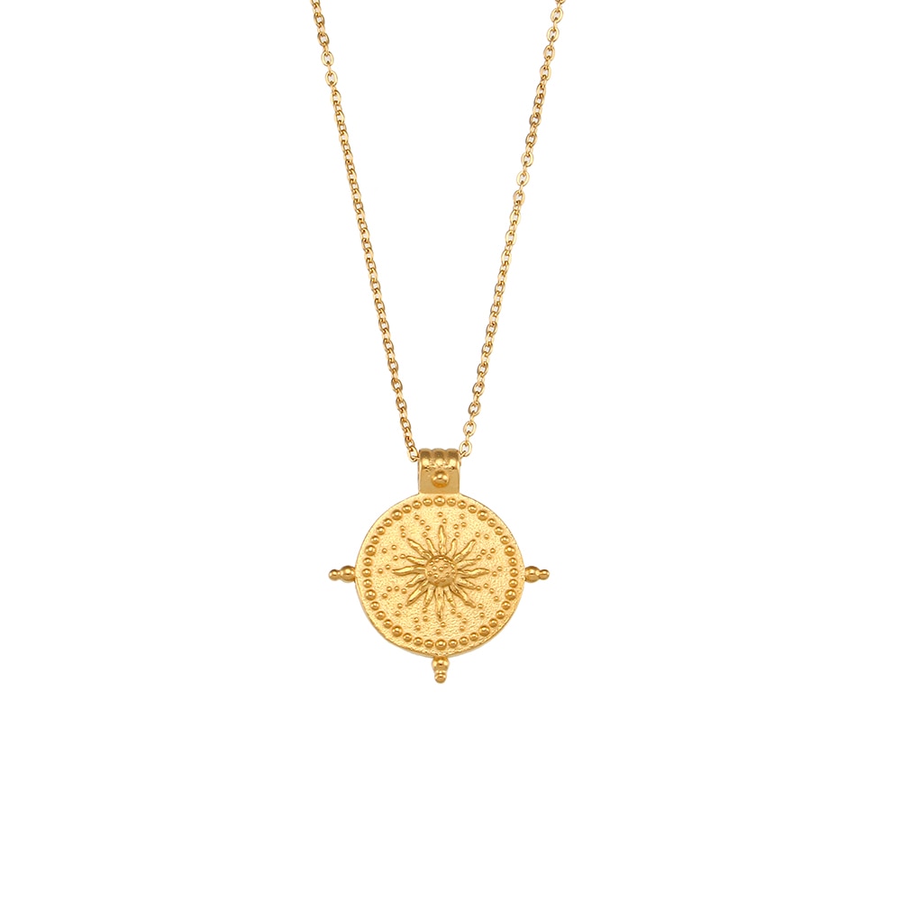 Compass Sun Pendant Necklace